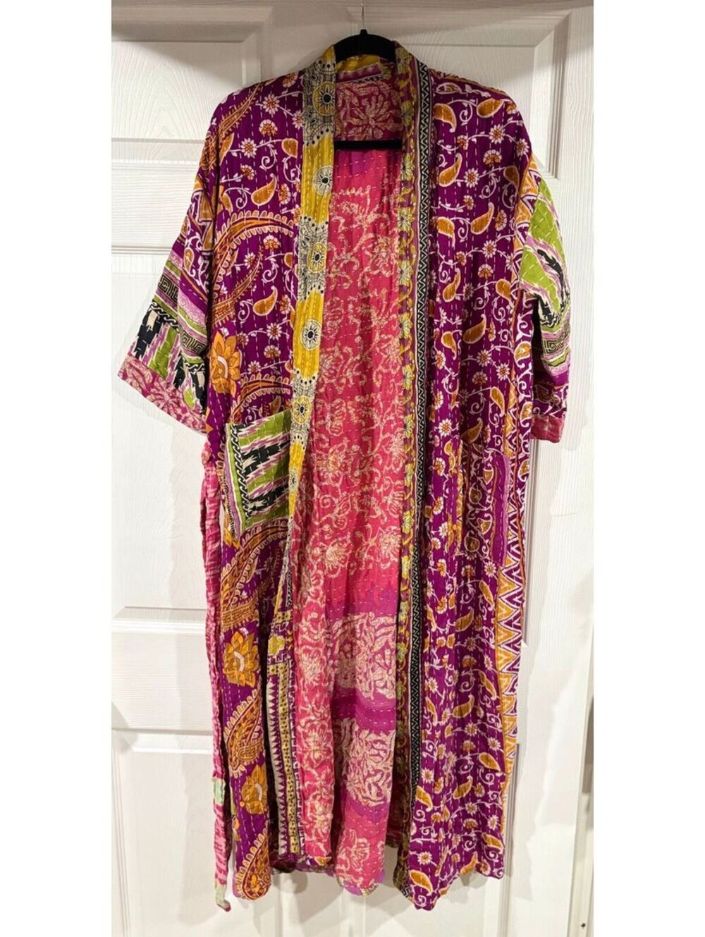 #208 NEW Kantha full length maxi patchwork duster kimono